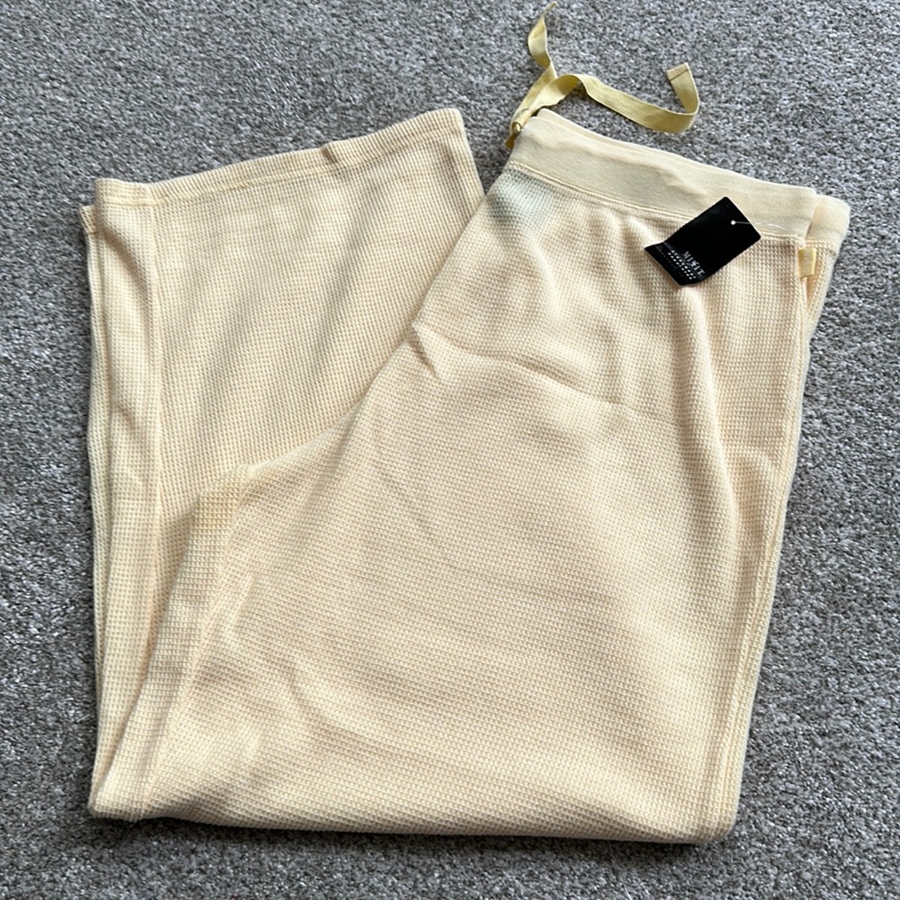 women wide leg pajama pant XL light yellow color cotton blend